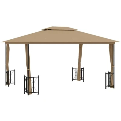 Image of vidaXL Gazebo with Sidewalls&amp;Double Roofs 3x4 m Taupe