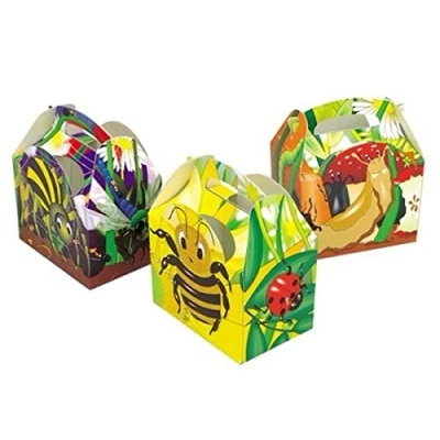 Image of 20 Animal Themed Food Boxes Picnic Carry Meal Box Kids Birthday Party Bag Plate (Bugs &amp; Slugs)