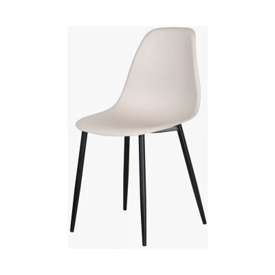 Image of Contemporary Curve Chair, Calico Plastic Seat with Black Metal Legs (Pair)