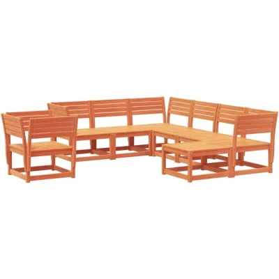 Image of vidaXL 8 Piece Garden Lounge Set Wax Brown Solid Wood Pine