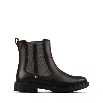 Image of Clarks Astrol Orin Toddler Leather Boots In Black Wide Fit Size 7