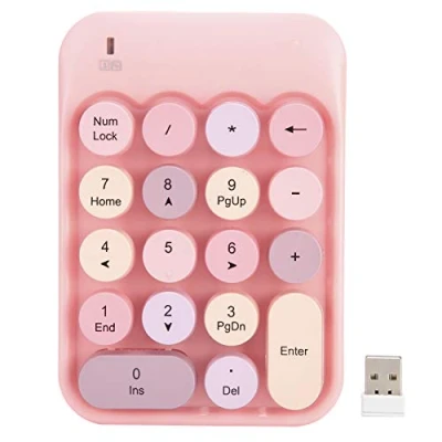Image of fasient1 Wireless Numeric Keypad, 2.4G 18Keys Portable Number Pad Keyboard Numpad with Mini USB Receiver for Computer/Notebook/Laptop/Desktop/Tablet Pink