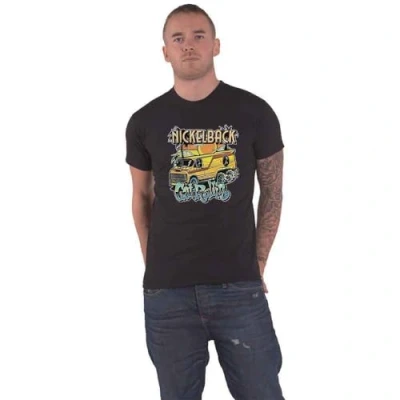 Image of Rock Off officially licensed products Nickelback Get Rollin Band Logo T Shirt XL Black