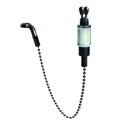 Image of Saber Bobbin Bite Indicator White with 10g Drag Weight Features Adjustable Line Clip Tough Ball Chain &amp; Quality Threads Ideal for all Angling Situations Fishing Accessories