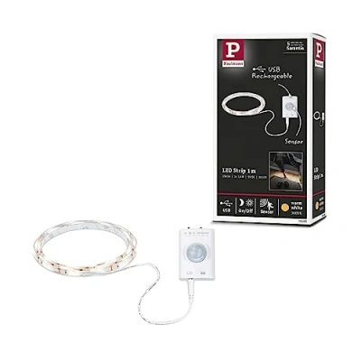 Image of Paulmann 78900 LED Strip Battery Operated with Motion Sensor and Twilight 1 m 1.4 W 140 lm/m 3000 K White Plastic
