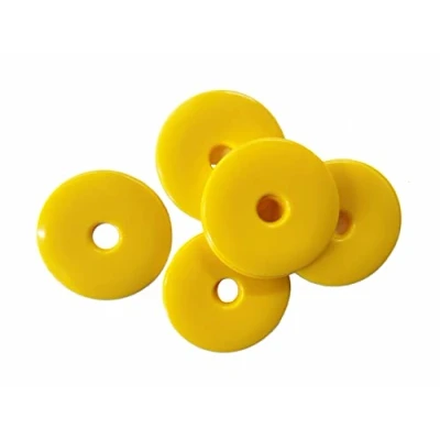 Image of Linic High Impact HDPE Plastic Discs/Survey/Road Markers/Washers, 40mm (S7839). Free UK Postage (Pack of 10, Yellow)