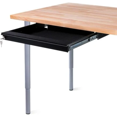 Image of Penn Elcom Under Desk Laptop Drawer, Lockable, for 450mm/17 Inch Laptops Premium Sliding Security Drawers