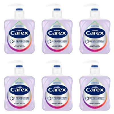 Image of Carex Dermacare Sensitive Antibacterial Hand Wash, Soap for Senstive Skin, Gentle and Protects Hands, Bulk Buy, Pack of 6 x 250ml