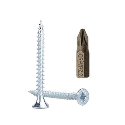Image of (Pack of 50 pcs) Zinc Plated Steel Wood Screws 4.5 x 40 mm, Pozi Drive Head Screws, Fasteners, Countersunk, Chipboard (50)