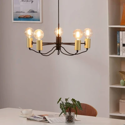 Image of Lindby Prospa chandelier in black and brass
