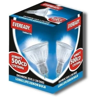 Image of Eveready Halogen 20 Watt Long Life Bulb 12v 50hz GU5 3