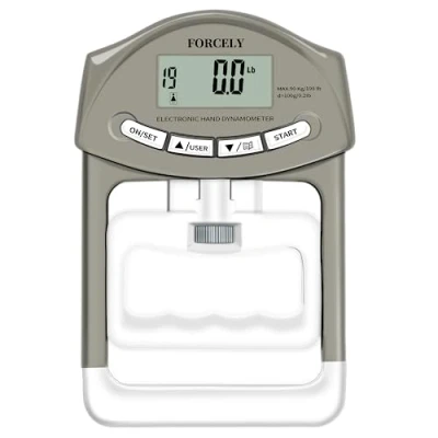 Image of Digital Hand Dynamometer Grip Strength Measurement Meter Auto Capturing Electronic Power 198Lbs / 90Kgs, Grey