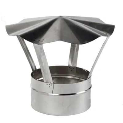 Image of Prostko Stainless Steel Chimney Cowl Rain Cover Protector Stove Cap Top Burner Pipe Pot. (150mm / 5.91&#039;&#039;), Silver
