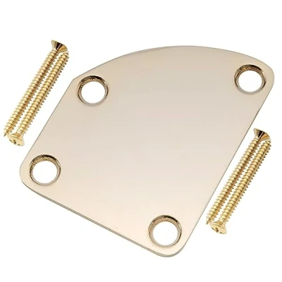 Image of Musiclily Pro Steel Contoured Heel Neck Plate for Strat Tele Electric Guitar or Bass, Gold