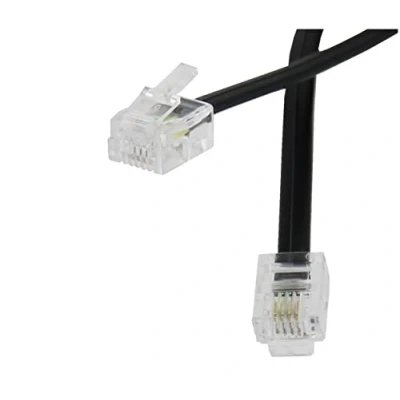 Image of Reulin 12M Flat Landline Telephone Broadband Cable Cord, Wifi Modem Router Wire to RJ11 Phone Socket or Microfilter, ADSL 2+ Filter/Fibre Optic 6/4 High Speed Internet Lead (12 Metres, Black)
