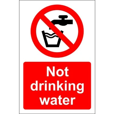 Image of Not drinking water Safety sign Self adhesive sticker 100mm x 75mm (Pack of 5 stickers)