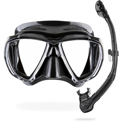 Image of CRESSI Combo Big Eyes+Alpha U.D. Black/Black Unisex Mask Extraordinary Visibility Eyes and Dry Snorkel Alpha Ideal for Diving, Snorkelling, Black/Black, One Size