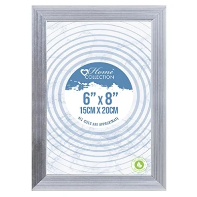 Image of Design GROUP Silver Ribbed Freestanding Wall Mount Picture Photo Frame 6 x 8 inch