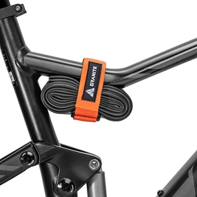 Image of Granite Rockband MTB Frame Carrier Strap for Inner Tubes and Bike Tool Kit, Storage Solution Attaching Extra Gear on Your Mountain Bike, BMX Road Gravel (Orange)