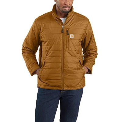 Image of Carhartt Men&#039;s Rain Defender Relaxed Fit Lightweight Insulated Jacket, Brown, S