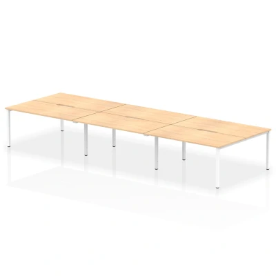 Image of Evolve B2B White Frame Bench Desk 1600 Maple (6 Pod) BE269