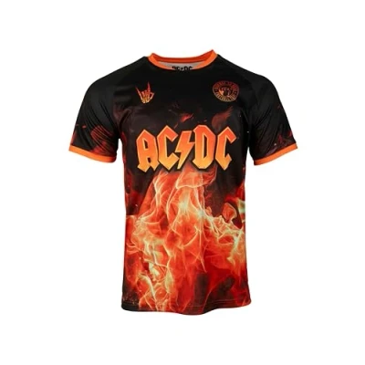 Image of ACDC AC/DC Highway to Hell Official Licensed Novelty Football Shirt Jersey Top (UK, Alpha, XL, Regular, Black)
