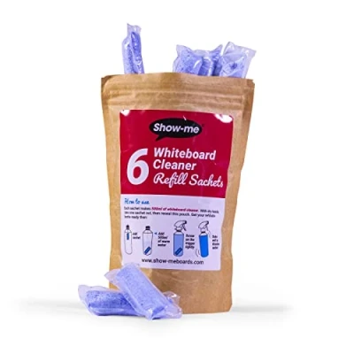 Image of Show me Refillable Whiteboard Cleaner Sachet Refills, Blue, Refills (Pack of 6)