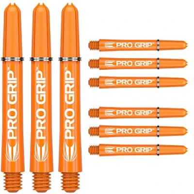 Image of TARGET Darts Pro Grip Shafts Set of 9 Orange, Intermediate (41mm) Dart Stems, Professional Accessories, 2BA Shaft Multipack with Rings