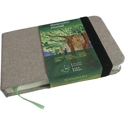 Image of tumuarta Watercolor Journal, 140 LB, 300 GSM, Cotton Paper, Cold Press, 9X 14 CM, 24 Sheets, Hardbound, Micro Perforated, Paper Notebooks for Use As Travel Sketchbook and Mixed Media Pad