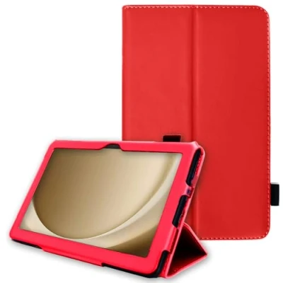 Image of TECHGEAR Leather Case for Samsung Galaxy Tab A9 Plus 11&quot; (SM X210 / SM X215) Premium PU Slim Folio Stand Smart Cover with Hand Strap, Auto Sleep/Wake [Red]