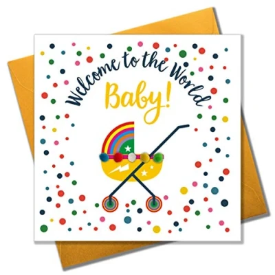 Image of Claire Giles POM088 &quot;New Baby&quot; Greeting Card Embellished with Pompoms