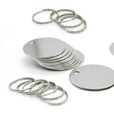 Image of 3cm Round Stamping Blanks Stainless Steel Blank Tags with Split Ring 25 Pack