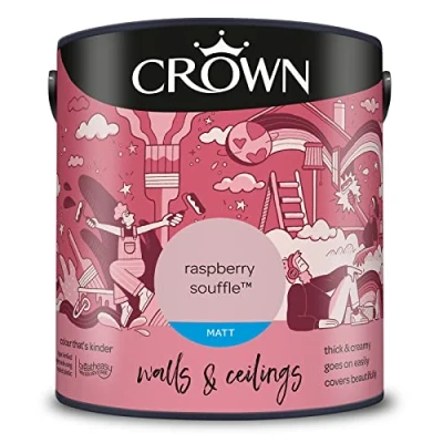 Image of CROWN 2.5L Breatheasy MATT Emulsion Paint for Walls &amp; Ceilings RASPBERRY SOUFFLE