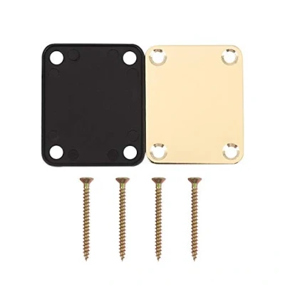 Image of Gold Neck Plate with 4 Screws Replacement Part for Strat Electric Guitar