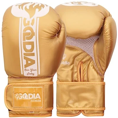 Image of Boxing Sparring Gloves In Faux Leather l For Men&#039;s And Women&#039;s (Golden, 16oz)
