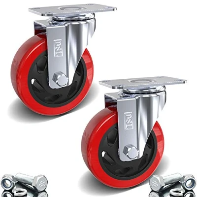Image of DSL 2 x Heavy Duty UNBRAKED Double Bearing 100mm Rubber Swivel Castor Wheel Trolley Furniture Caster 350KG Free Fitting