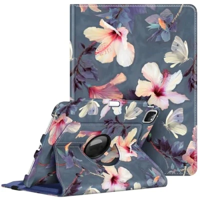 Image of FINTIE Rotating Case Compatible with iPad Pro 11 inch (2022/2021/2020/2018, 4th/3rd/2nd/1st Generation) 360 Degree Swiveling Stand Cover w/Pencil Holder, Auto Wake/Sleep, Blooming
