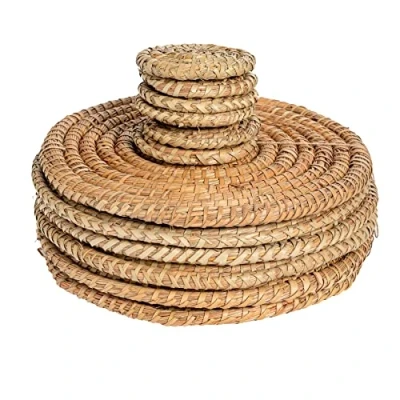 Image of 12pc Woven Palm Leaf Placemats &amp; Coasters Set By Argon Tableware