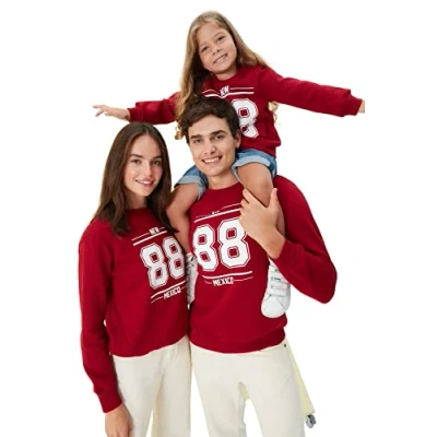 Image of Trendyol Man menswear Regular Basic Crew neck Knit Sweatshirt Burgundy
