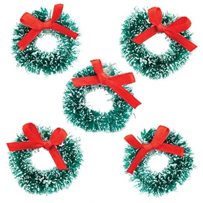 Image of Baker Ross AV880 Mini Christmas Wreaths Pack of 6, Holiday Embellishments for Kids Card, Decorating, Model Making and Arts Crafts Activities, Assorted, 40 MM