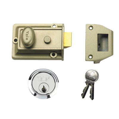 Image of Yale B 77 ENB SC 60 Traditional Nightlatch, Nickel Finish/Chrome Cylinder, mm Backset