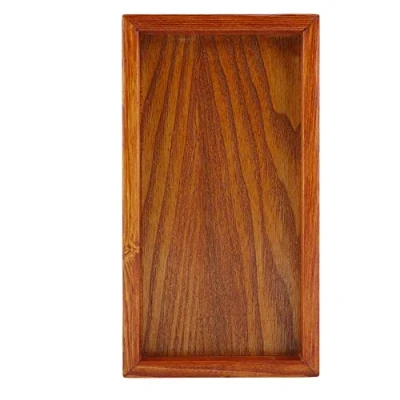 Image of Wooden Tray, Solid Wood Rectangular Tableware Serving Tray Food Fruit Plate Tea Snacks Storage Dish Table for Restaurant Home (22 * 12cm)