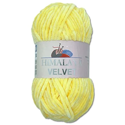 Image of Wohnkult Himalaya 100 g Velvet Dolphin Wool 40 Colours to Choose From Chenille Knitting Yarn Fluffy Shine Accessory Clothing Blankets (90002, Sun Yellow)