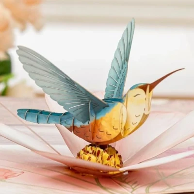 Image of UNIPOP Hummingbird Garden Pop Up Card, Birthday Card for Women, Mothers Day Valentines Mom,