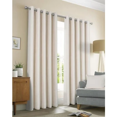 Image of Sundour Amberley Eyelet Ring Top Curtains Beige 66x54