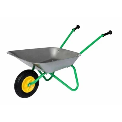 Image of ROLLY TOYS 271757 Metal Pneumatic Tyres Children&#039;s Wheelbarrow, Green/Grey, 80 x 30 41 cm, Suits Kids from 2.5 Years