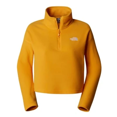 Image of The North Face Glacier Cropped ¼ ZIP Fleece jumper, Women&#039;s, Size: Medium, Summit gold