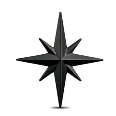 Image of 3D Chrome Metal Compass Octagonal Star Car Emblem Trunk Badge Decal Sticker (Black)