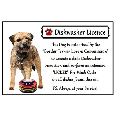 Image of Border Terrier Lover Gift Fun Dishwasher Licence Flexible 6&quot; x 4&quot; Magnet