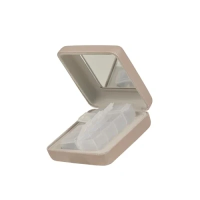 Image of Danielle Creations Taupe Pill Supplement Box with Mirror